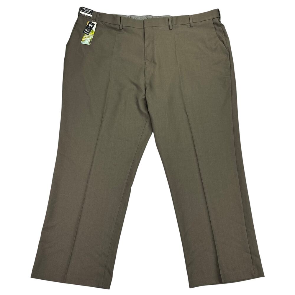 Haggar Mens Big & Tall Premium Comfort Classic Fit Dress Pants Brown 48x29